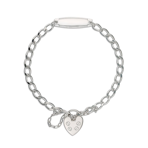 Bracelet-Baby Curb Identity with Heart Padlock