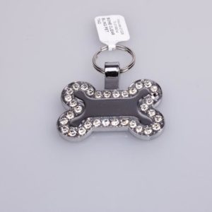 Pet Tag - Bone Shape with Clear Crystals