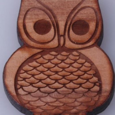 Black Wood Owl Brooch