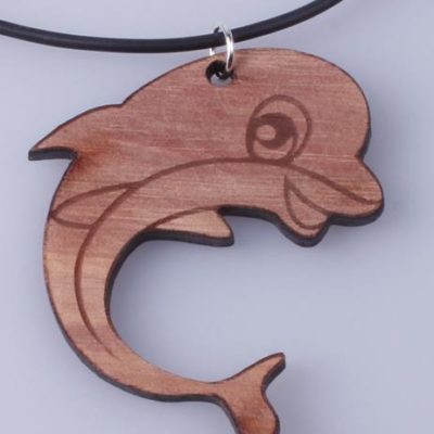 Black Wood Pendant - Dolphin