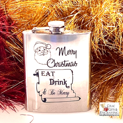 Stainless Steel Hip Flask Merry Christmas