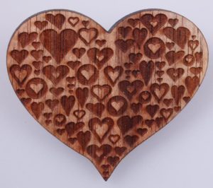 Wooden Brooch - Lots of Hearts