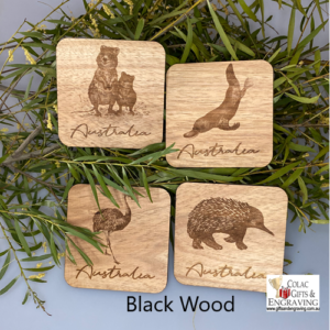 Black Wood Set of 4 Coasters