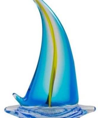 Blue Coloured Glass Yacht